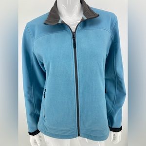 Lands’ End Blue Zipped Front & Pockets Gray Interior Lining Gently Used Size M